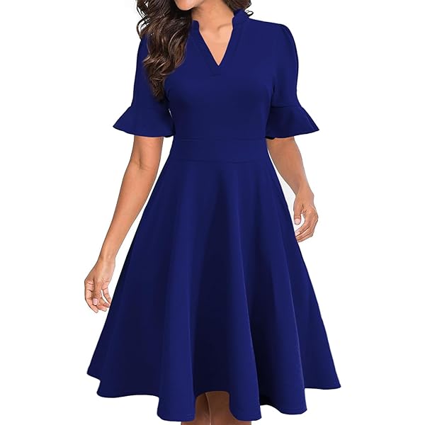 Mokayee Womens Summer Short Puff Sleeve Casual Semi-Formal Fit And