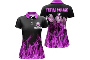 XMHAYLOO Custom Bowling Shirts for Women, Womens Bowling Shirts, Women Blue Polo Shirts, Bowling Jerseys, Funny