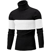 QZH.DUAO Men's Casual Slim Fit Turtleneck Pullover Sweaters Tops with Twist Patterned