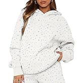 BAIGRAM Women Oversized Ditsy Floral Fleece Hoodies Snowflake Print Hooded Sweatshirt 2025 Y2K Aesthetic Fall Pullover