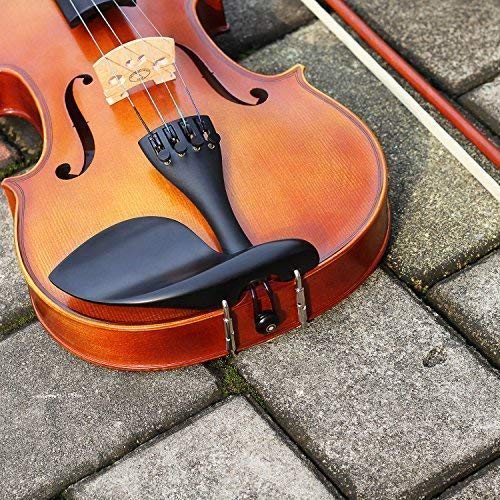 Mugig Violin, Solidwood Ebony Fitted with Hard Case, with Violin Bow, Rosin and Extra Strings, Suitable for Beginners and Students (4/4, Full-size)