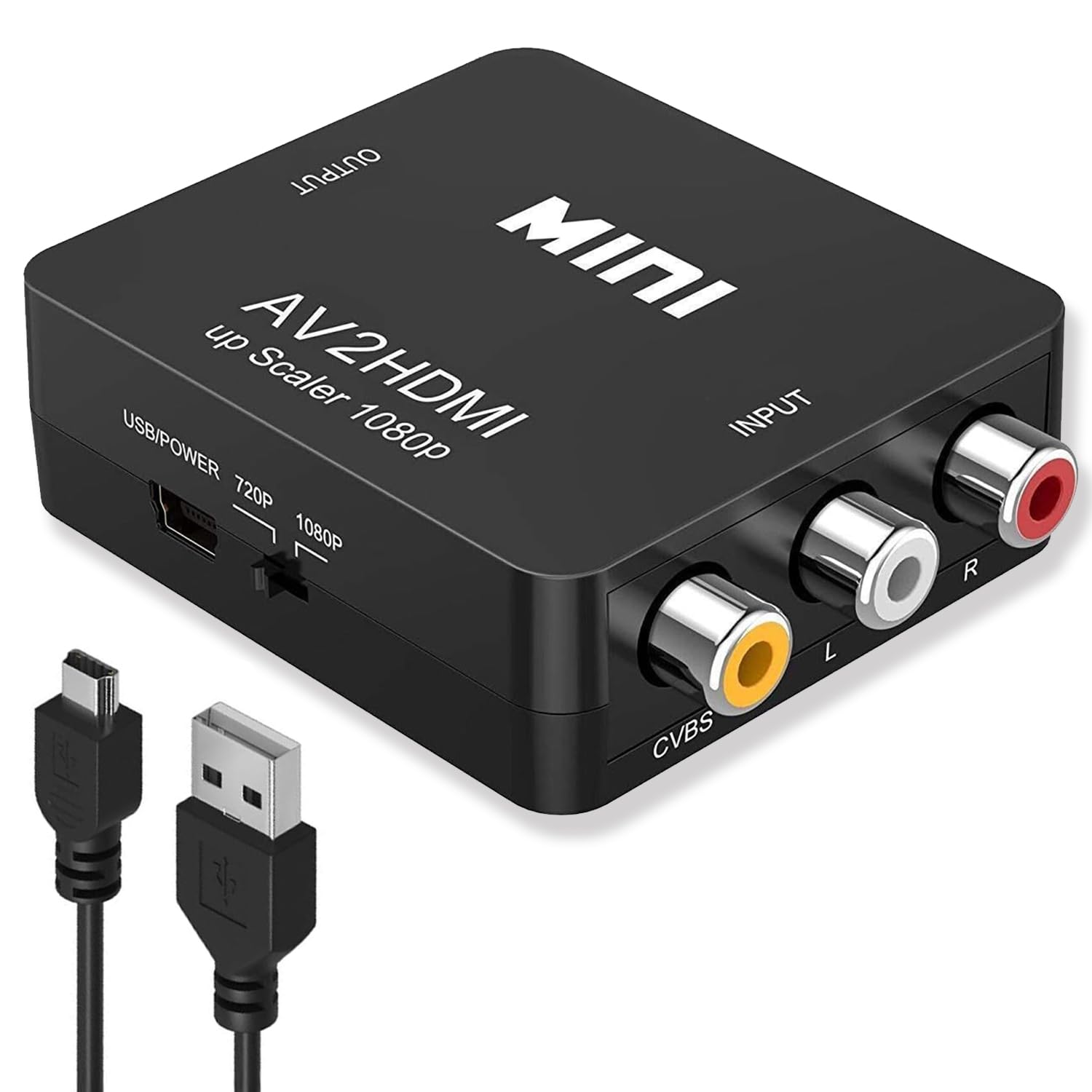 BSWL – RCA to HDMI Converter – AV to HDMI Converter – 1080P Audio Video Adapter Supports PAL/NTSC – Compatible with TV, PC, Laptop, PS1/2/3, Wii, Xbox, Camera, DVD Player, VHS, VCR, SNES & N64