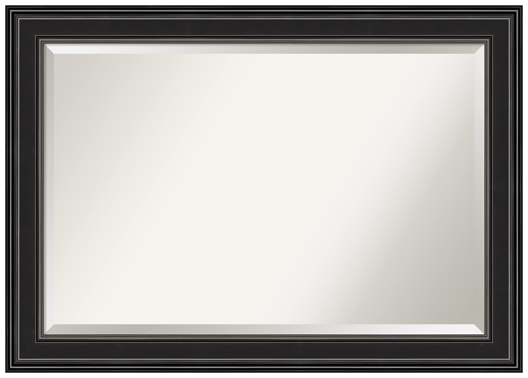 Photo 1 of Amanti Art Bathroom Mirror, Ridge Black Wall Mirror for use as Bathroom Vanity Mirror Over Sink (29.5 x 41.5 in.) Beveled Mirror, Black Mirror, Traditional Mirror from WI, USA
