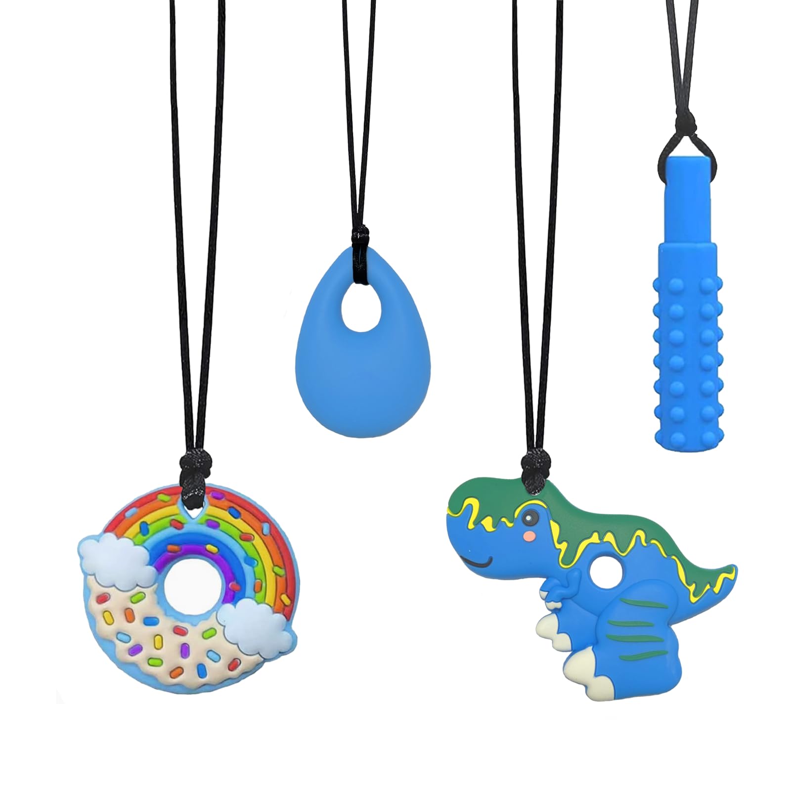Sensory Chew Toys for Autism, 4 Pack Silicone Autism Chew Toys for Autistic Children, Chewy Toys for Autism Teether Toy for Boys Girls(Blue)