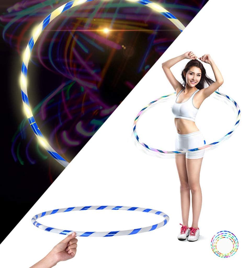 Youen 27.5'' Led Hula Hoop for Adult Kid, Weight Loss Collapsable Hula Hoop with 7 Color Led Light for Exercise Work Out Glow in The Dark