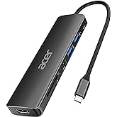 Acer USB C Hub, 7 in 1 USB-C to HDMI Dock, 2 USBA 3.1 GEN1 and 5Gbps Type-C Data Port, 4K HDMI Port, PD 100W Charging, SD Card Reader, for iPad Pro MacBook Pro Laptops and More (Black)