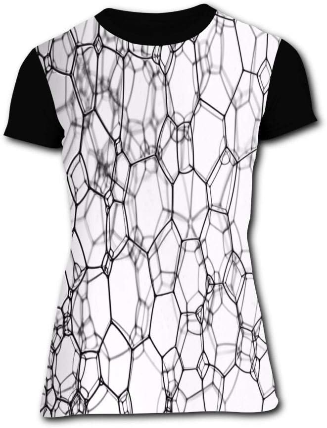 Tidal Glass Grid Transparency Black Simple and Chic Women Short Sleeve Round Top for Summer