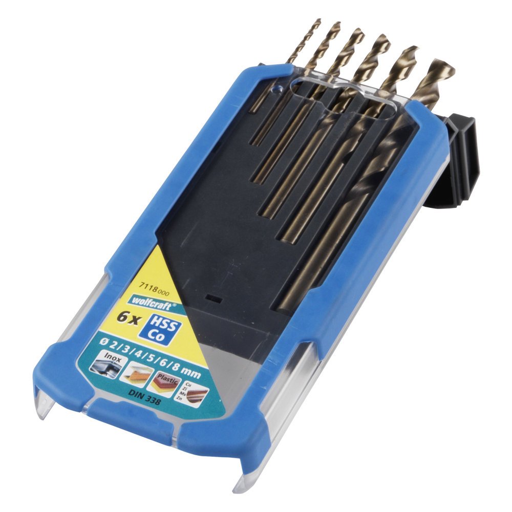 wolfcraft Metal Drill Bit Set, HSS Co, Ground, 6 Pcs. I 7118000 I For drilling into extremely tough and hard materials — image 1