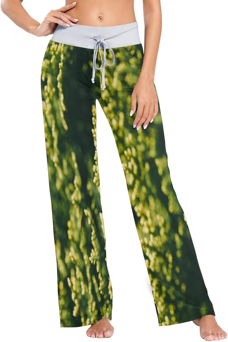 HULKBIDBV Pajama Pants for Women Flower Green Freshness Pant with