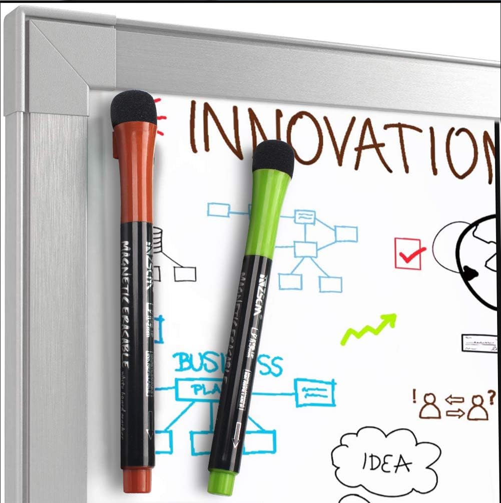 ZSCM 12 Colors Magnetic Fine Tip Dry Erase Markers with Erasers, Low Odor Fine Point Erasable Whiteboard Marker Pen for Classroom Work Office Supplies : Office Products