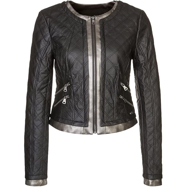 Women's Black Biker Genuine Sheepskin Crocodile Pattern Asymmetric