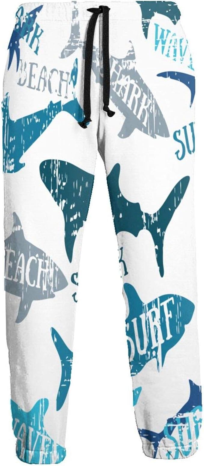 Sharks Abstract Shark Men Sport Pants, Novelty Soft and