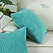 CaliTime Throw Pillow Covers Pack of 2 Comfy Corduroy Corn Striped Waffle Decorative Cushion Cases for Couch Sofa Bed Farmhouse 18 X 18 Inches Turquoise