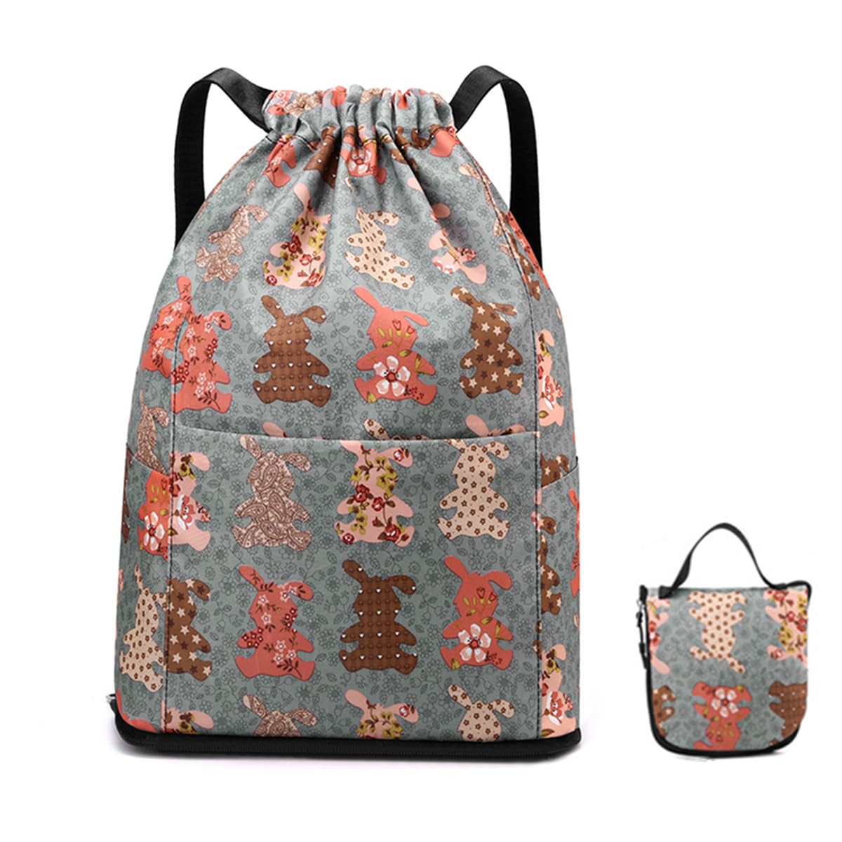 Spydge Drawstring Bags Large Foldable Backpack Lightweight Drawstring Gym Bag Waterproof Sackpack Backpack Rucksack String for Holiday Yoga Men Women