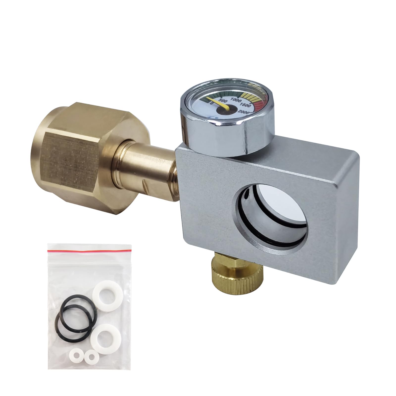 Photo 1 of ***NO O-RINGS/WASHERS***Aopkeo Soda Water Carbon Dioxide Pink Cylinder Fill Station 2000psi Gauge Refill Adapter for DUO Terra ART Quick Connect CO2 Bottle