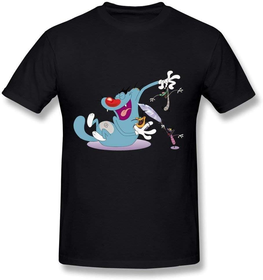 Yamoon Men's Black Generic Cotton Oggy and The Cockroaches T-Shirt