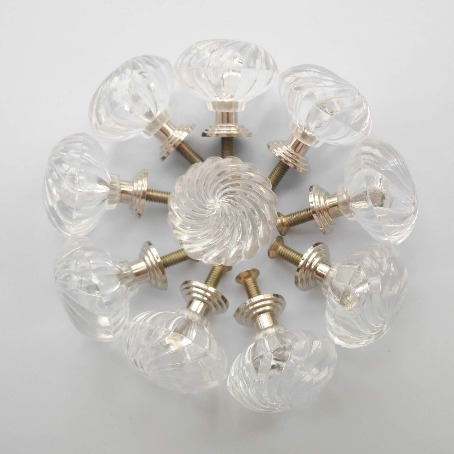Crystal Thread Glass Cabinet Knobs 10 Pcs Diamond Shape Pulls