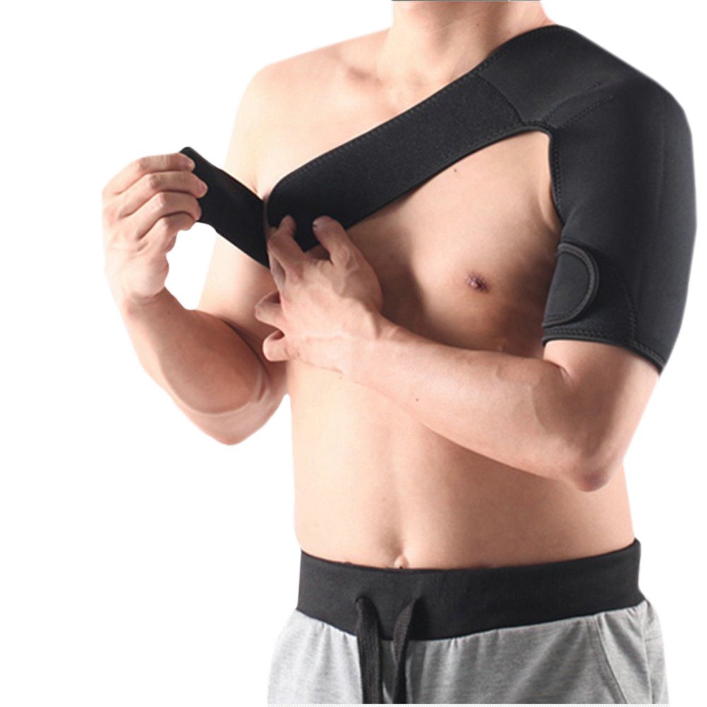 KING OF FLASH Adjustable Neoprene Left Shoulder Support Strap Arthritis, Gym, Sports, Brace, Pain Relief, Injury Prevention [One Size]