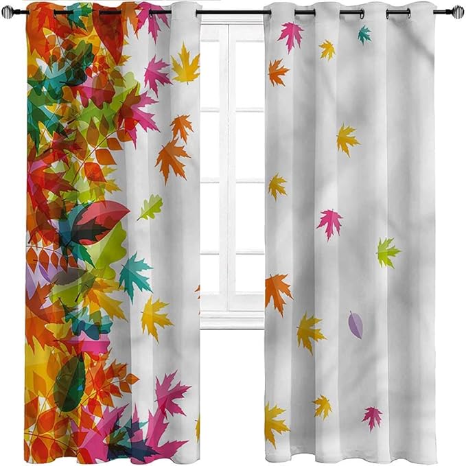 HouseLookHome Kitchen Curtains Colorful Light Reducing Curtains Fall