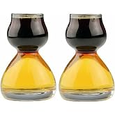 QUAFFER Double Bubble Layered Shot Glass &ndash; Chaser Shot Glass Jigger for Smooth Tasty Shots &ndash; Fun Unique Split Shot Glasses Barware (1.25oz Top &amp; 2.25oz Bottom, Set of 2)