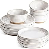 LE TAUCI Dinnerware Sets 12 PCS, Ceramic Plates and Bowls Set, For Housewarming (28 oz Cereal Bowl+ 8" Salad Dish+10" Dinner Plate) x 4, Oven safe, Arctic White