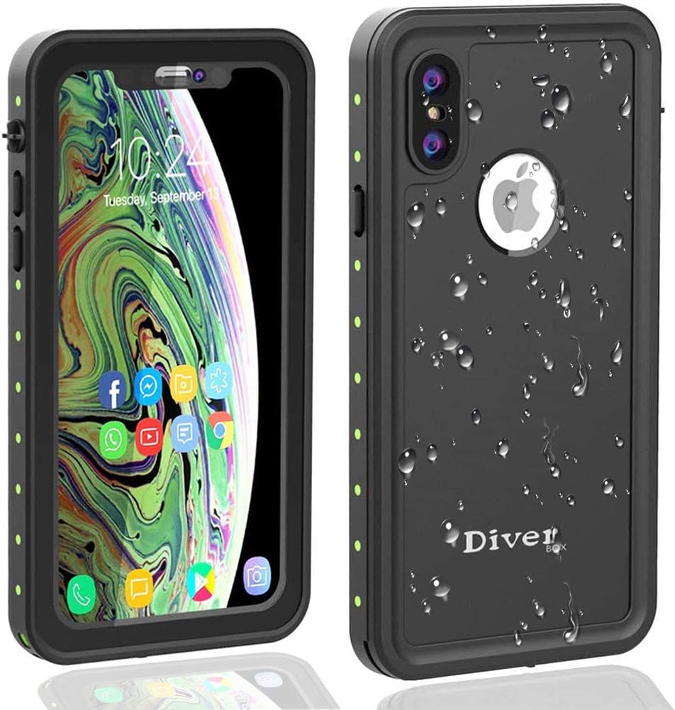 Diverbox Waterproof Case Compatible with iPhone X/Xs, Durable Shockproof Cellphone Case with Wrist Strap, Wireless Charging Supported,for Underwater, Swimming, Snorkeling, Diving, 5.8'' (Black)
