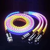 AYI RGB 3 in 1 Multi Connectors Charger Cable Micro USB/USB Type C PD Fast Charging Cord Visible LED Lighted Up RGB Current Changing Compatible with Almost All Kinds of Electric Products-RGB 39 inch