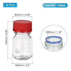 PATIKIL 4 Pack Reagent Media Storage Bottles, 100ml