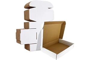HORLIMER 11x8x2 inches Shipping Boxes Set of 25, White Corrugated Cardboard Box Literature Mailer