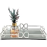 HAIGOUER Decorative Tray, Bright Silver, Modern Premium Feeling Perfume Tray, Luxury Rust-Proof Glass Tray for Bathroom, Dres