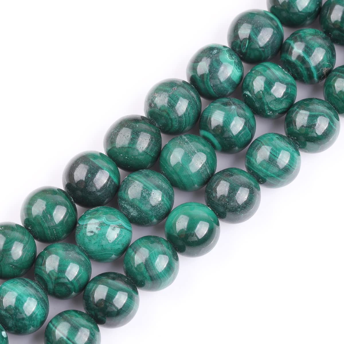 Sweet & Happy Girl's Store 9mm Round Gemstone Natural Malachite Grade A Beads Strand 15 Inch Jewellery Making Beads