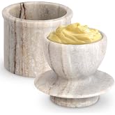 Butter Crock with Lid, Butter Dish, Viva Jade, Large | Soft Spreadable Butter Keeper, Marble French Butter Keeper, Leave On Counter, Home and Kitchen Decor for Countertop