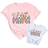 Mama Mini Shirts Matching Mommy and Me Shirt Mother and Daughter Outfits Cute Floral Graphic Mama Mini Tees Tops