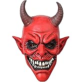 HOTTERCOS Halloween Scary Demon Mask Horror Red Devil Masks Costume For Adult Gifts