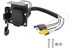 MECMO Multi-Tow 4-Way Flat to 7-Way RV Blade and 4-Way Flat Female End Trailer Wiring Adapter Connector Kit, 4 Pin Vehicle-Si