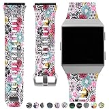 Allbingo Fitbit Ionic Accessory Bands, Manly Case Women Cute Strap Rugged Pro G-shock Like Protective Wristband for Fitbit Ionic Smartwatch (Colorful World/Silver, Small 5.5