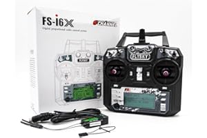 GIXCEL Flysky FS-i6X 10CH 2.4GHz RC Transmitter Controller with iA6B 6CH Receiver for Fixed-Wing, Glider, Helicopter, and RC Boat