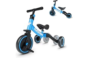besrey 5 in 1 Toddler Bike for 1 Year to 4 Years Old Kids, Toddler Tricycle Kids Trikes Tricycle, Toys for Boy & Girl, Balance Training, Removable Pedals