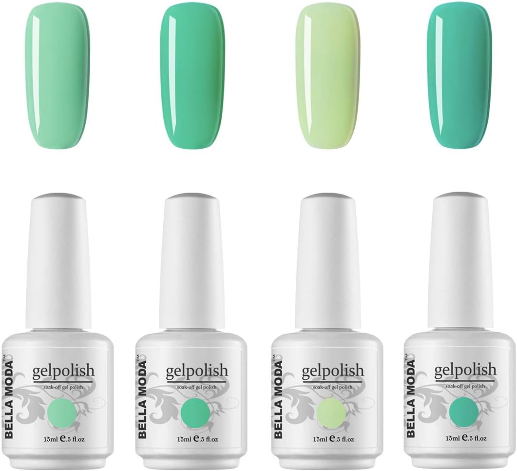 BELLA MODA 15ml Nail Gel Soak Off Gel Nail Polish UV Nail Top Base Gel Lacquer Nail Manicure Kits 4 Colors Set BM-57