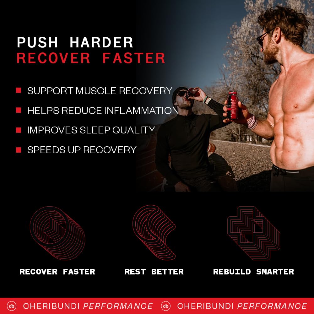 Cheribundi 100% Tart Cherry Juice Pure | Unsweetened Tart Cherry Juice | Athletes Recovery Drink | Promotes Restorative Sleep, Muscle Recovery & Boosts Athletic Performance | 8 floz (24 Pack)