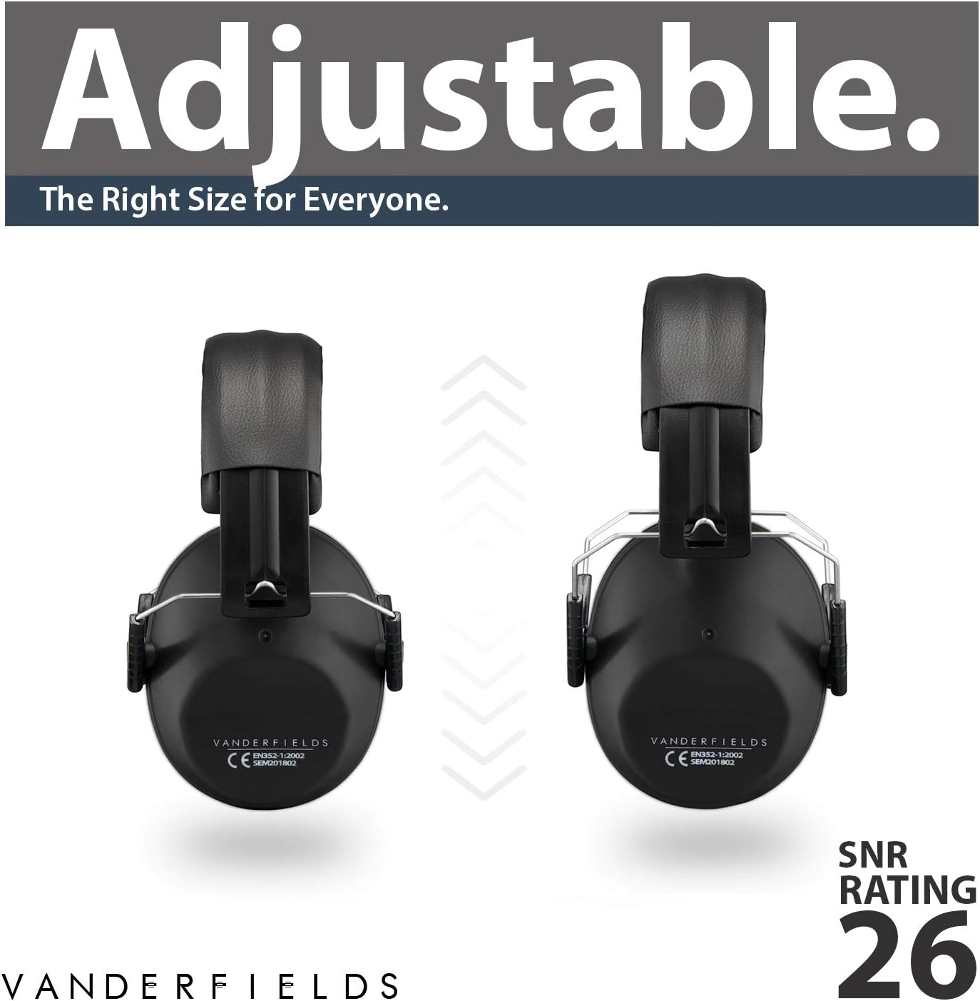 Vanderfields Hearing Protection for Shooting – Compact Foldable Portable Safety Earmuffs for Blocking Ear Sound Reduction - Hunting Range Studying Lawn Mowing - Men Women Adults - Black - - 