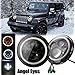 Lantsun 2 Pack 7 Inch Round LED Projector Headlights with White Halo Angel Eye Ring DRL & Amber Turn Signal Lights Vehicle headlights for 97-2017 J eep Wrangler JK L022