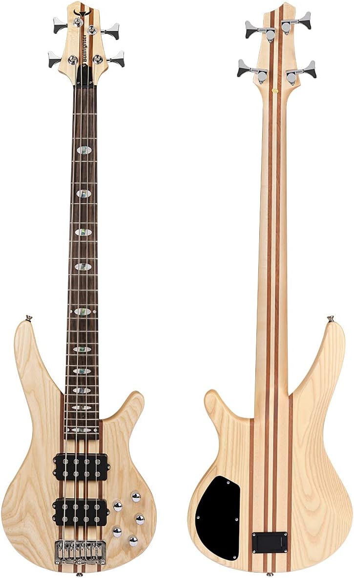 Bullfighter DB-4S Neck Through Elm 4 String Electric Bass Kit with Gig Bag