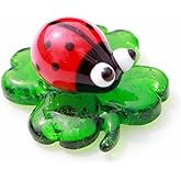 Tiny Crystal Insect Figurine Glass Clover:Hand Blown Statue Décor Room Ornament Colorful Glass Collectible Figurines Animals Statue Ladybug