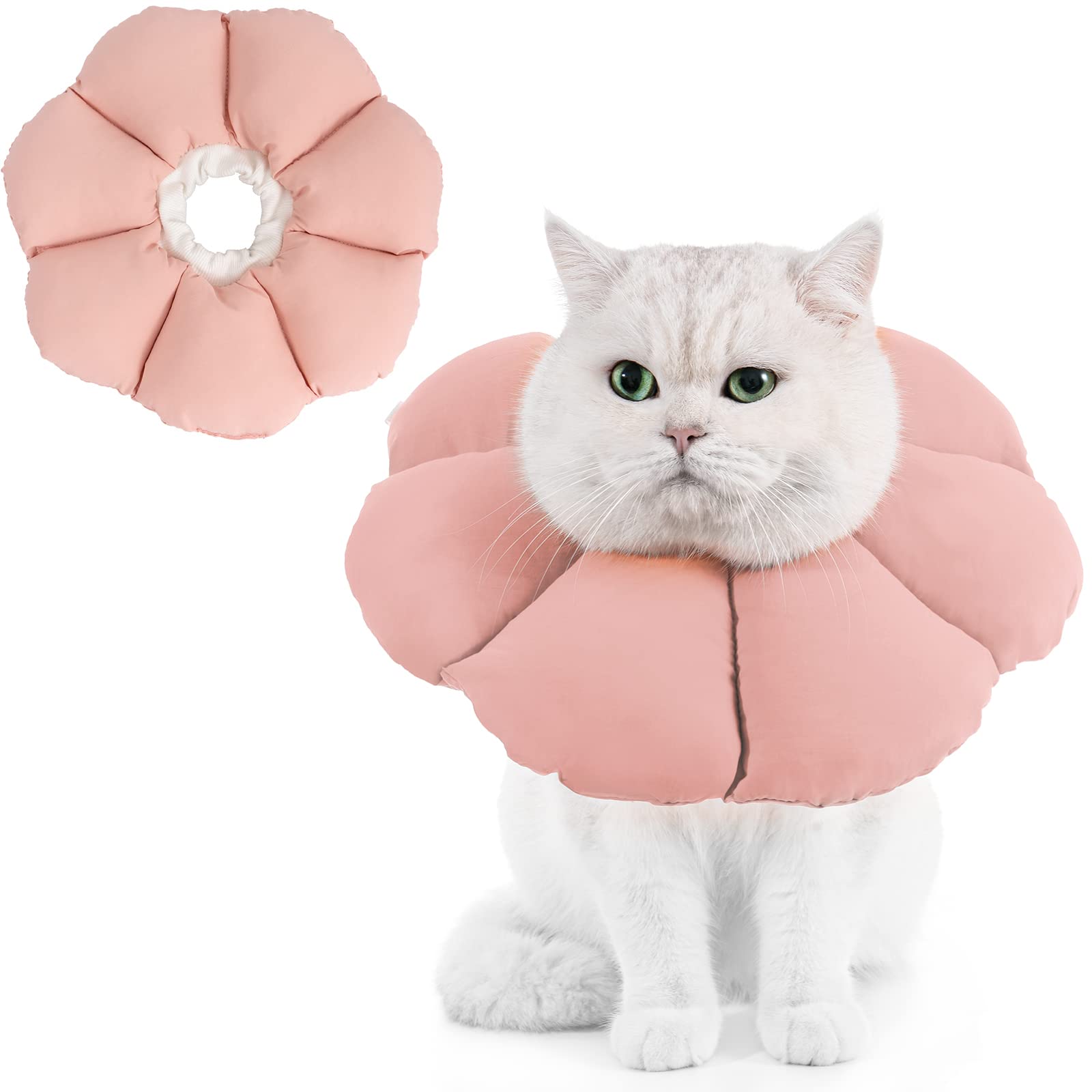 Avont Cat Cone Collar Soft, Adjustable Pet Recovery Collar for Cats Kittens Puppies After Surgery, Elizabethan Neck Cone of Shame Alternative to Stop Licking Biting Protect Wounds -Pink (S)