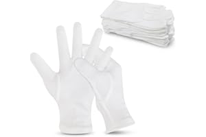 HandLove 12 Pairs Premium 100% Cotton Gloves | Dry Hands & Eczema |Overnight Lotion & Spa Treatment for Women & Men | Reusable| White