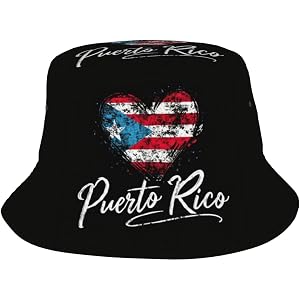 Puerto Rico Flag Heart Bucket Hat for Women Men Fisherman Hat Packable Sun Cap Travel Outdoor Beach Caps