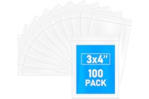 Cherodada 3" x 4" (100 pcs) 2 Mil Small Clear Plastic Zip Bags Resealable Baggies for Jewelry, Gift Card, Candy, Electronics