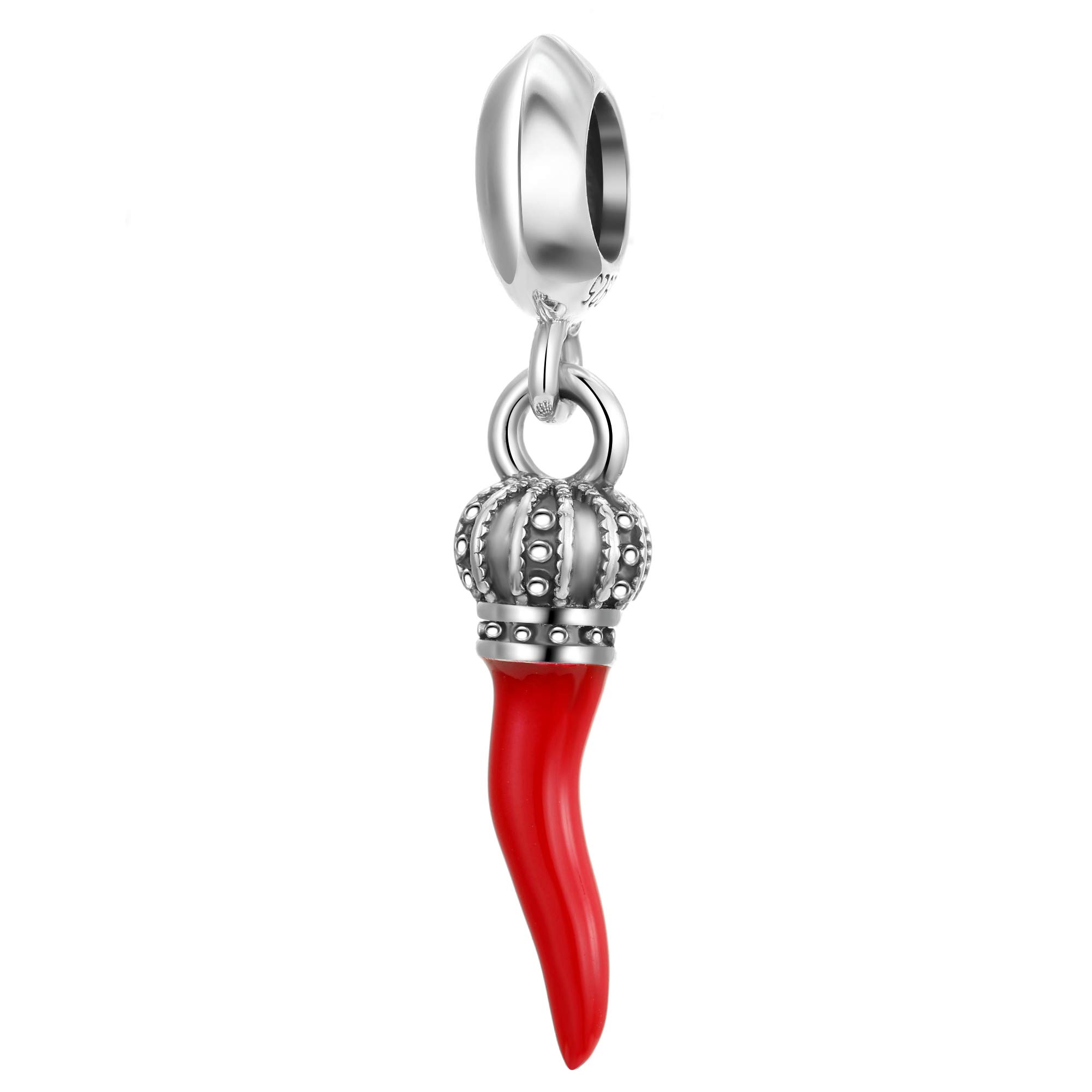 Fantasticharm Red Enamel Chili Pepper Charm Pendant 925 Sterling Silver Bead Dangle fits European Style Bracelet