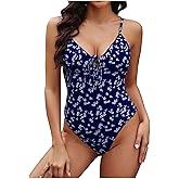 Women Ruched Slimming One Piece Swimsuits Tummy Control Fitted Vintage Bathing Suits Summer Swimwear Fashion